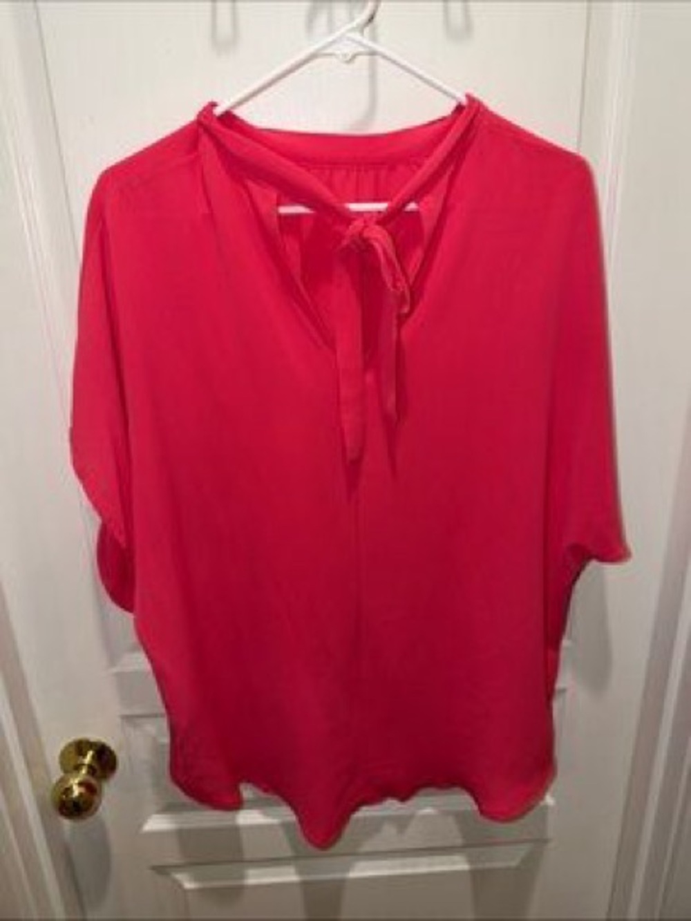 SHEIN Bright Red Tie-Front Blouse